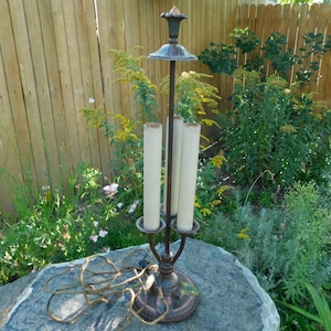 Vintage Lamp-Slag Lamp-Lamp Base-Rainaud-Cast Iron-Lamp Parts-Deco-Tiffany Style-Antique Lamp
