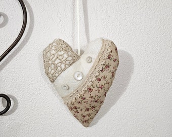 Hanging Heart Ornament Door Hanger Handmade Shabby Cottage Core Decor