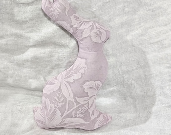 Vintage Lavender Hanky Stuffed Bunny Upcycled Mini Bunny Rabbit Pillow Tiered Tray Sitter