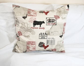 Large Rustic Farmhouse Pillow Home Decor Cow Chicken Goose