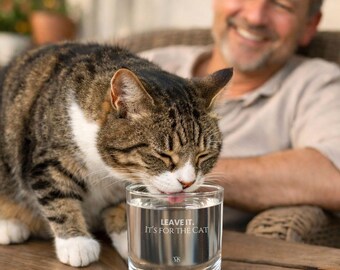 Cat Dad Gift, Father’s Day Gift for Dad, Funny Cat Gift, Whiskey Glass Gift for Him
