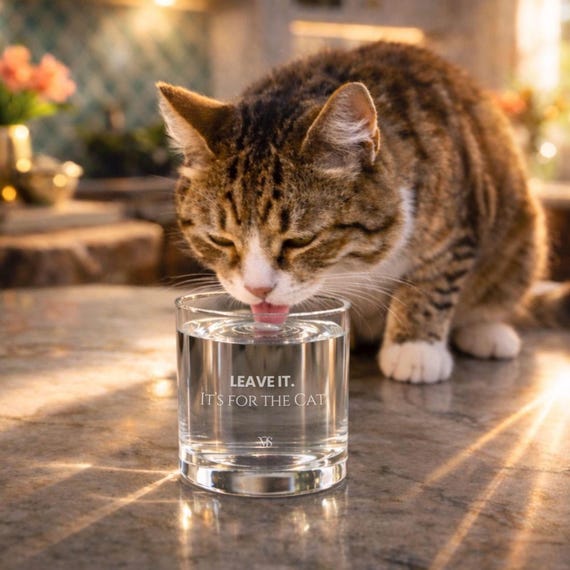 Glass Cat Water Bowl | Rocks Glass, Pet Lover Gift