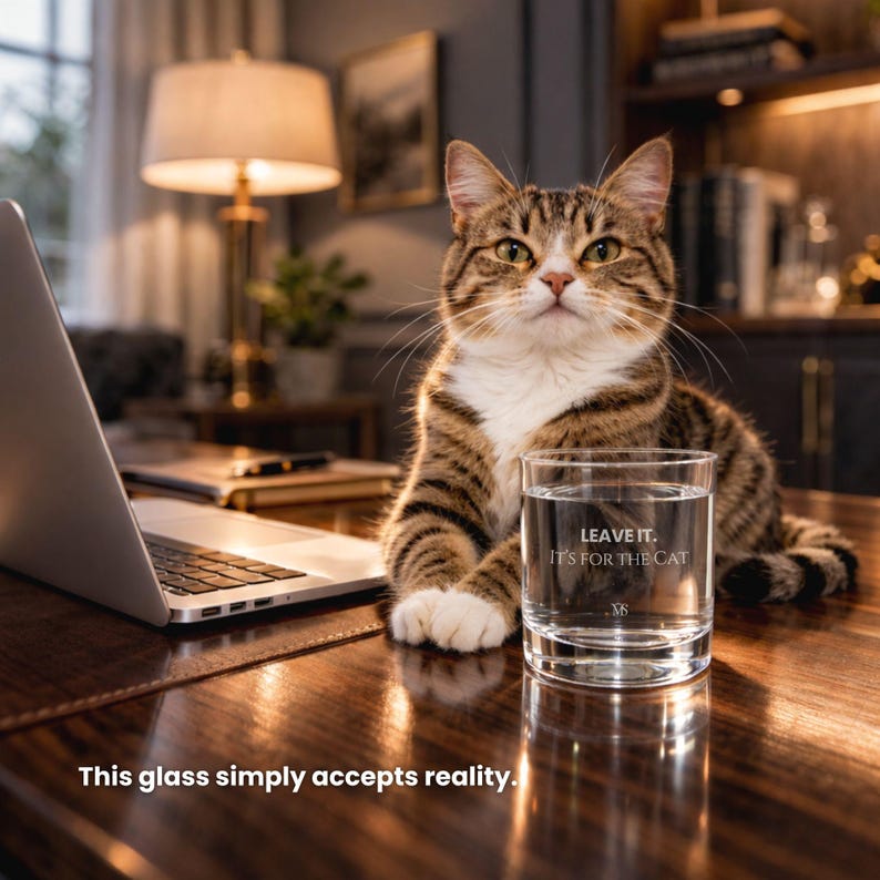 Glass Cat Water Bowl | Rocks Glass, Pet Lover Gift image 5
