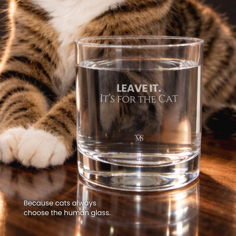 Glass Cat Water Bowl | Rocks Glass, Pet Lover Gift image 2