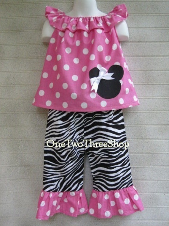 Items similar to Custom Boutique Minnie Mouse Boat Neck Top and Pants ...