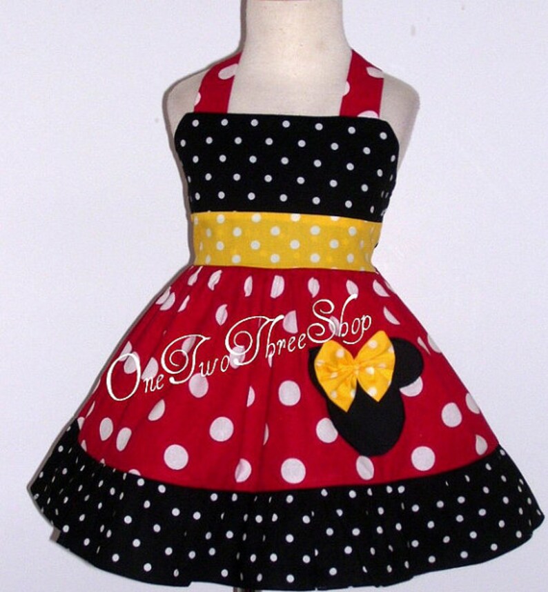 Minnie Mouse Dress Custom Boutique Clothing Med Red Yellow | Etsy
