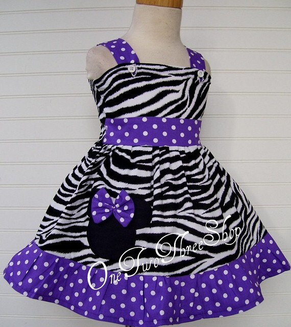 Items similar to Minnie Mouse purple Zebra Jumper Dress on Etsy