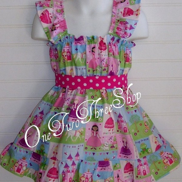 Custom Boutique Princess Castle ap Sleeve Dress 12 Months to 6 Years