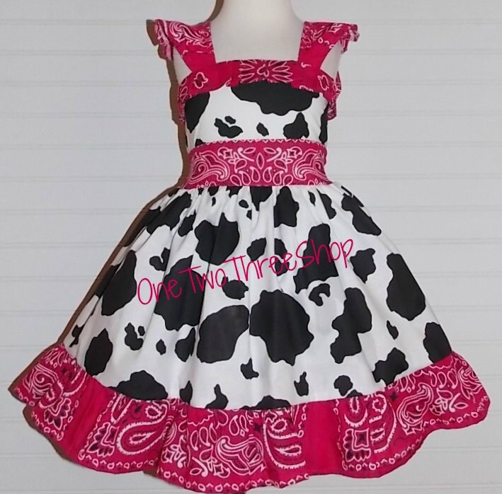 Custom Boutique Clothing Western Girl Cow Jumper Dress Etsy