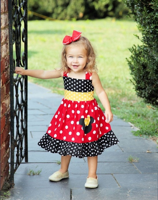 Minnie Mouse Dress Custom Boutique Clothing Med Red Yellow | Etsy