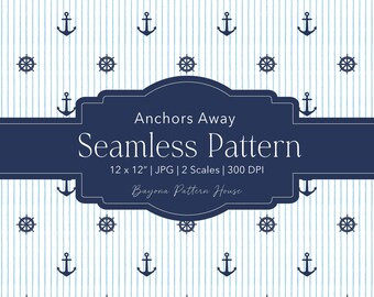 Sailboat Seamless Pattern Nautical Boy Clothing Coastal Wallpaper Design Preppy Summer Textile Digital Background Fabric Download Anchor