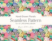 Seamless Repeat Pattern Textile Design Digital Download Craft Project Fabric Print Botanical Motif Abstract Floral Summer Repeating Bright