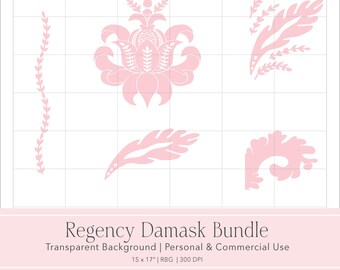 Pink Damask PNG Elements  Baroque Regency Clipart  PNG Elements Transparent Background