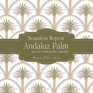 Palm Tree Pattern | Mediterranean-Inspired Seamless Repeat for Creators | Sage Palm Digital Paper