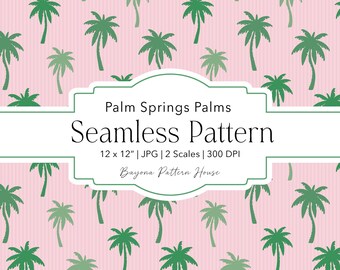 Palm Tree Pattern Pastel Seamless Tropical Digital Paper Background Summer Preppy Coastal Beach Mediterranean Resort Fabric Print Wallpaper