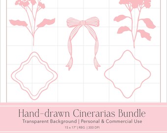 Pink Vintage Coquette PNG Bundle  Modern Regency Motifs  Vintage Digital Elements for Creators