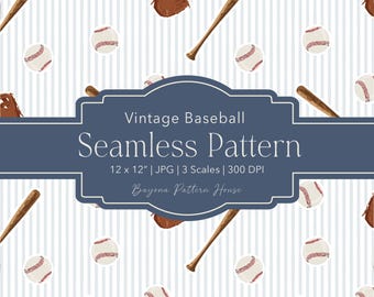 Baseball Seamless Pattern Neutral Sports Boys Fabric Stripe Textile Sports Digital Girls Softball Sports Paper Background Commercial Use