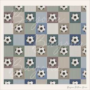 Vintage Soccer Pattern Seamless Repeating Balls Classic Heritage Neutral Boys Wallpaper Bedroom Sports Digital Download Background Fabric image 7