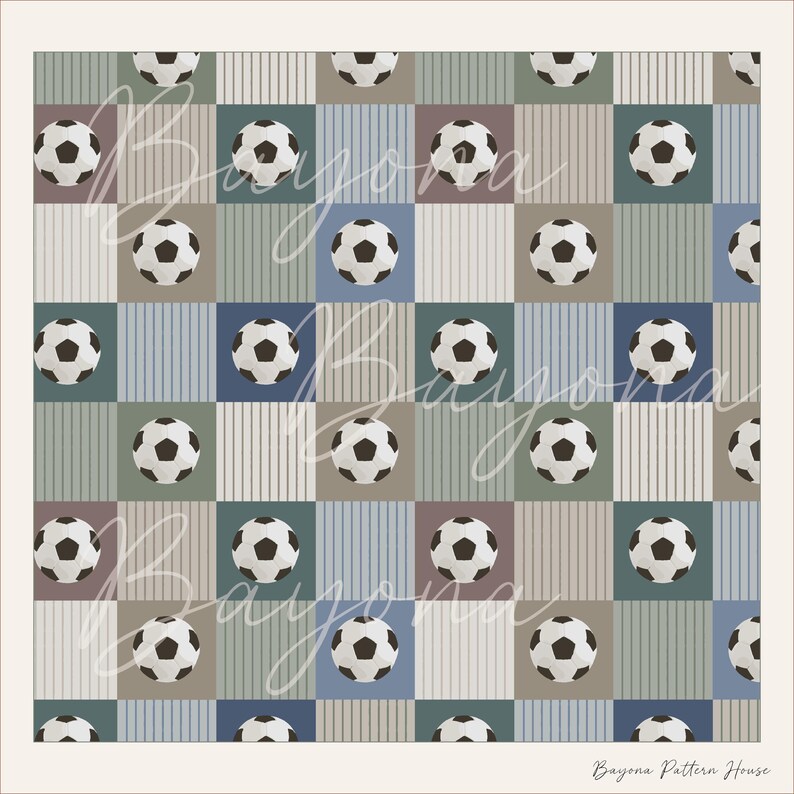 Vintage Soccer Pattern Seamless Repeating Balls Classic Heritage Neutral Boys Wallpaper Bedroom Sports Digital Download Background Fabric image 7