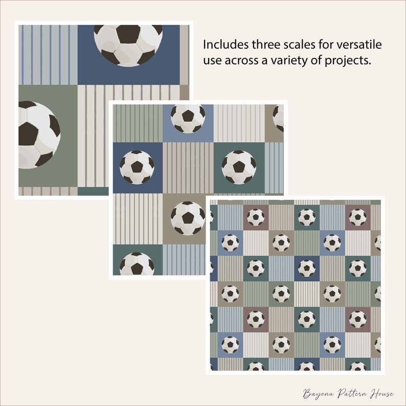 Vintage Soccer Pattern Seamless Repeating Balls Classic Heritage Neutral Boys Wallpaper Bedroom Sports Digital Download Background Fabric image 8