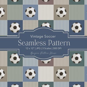 Vintage Soccer Pattern Seamless Repeating Balls Classic Heritage Design Boys Bedroom Wallpaper Sports Theme Digital Download Instant Access Ready Fabric Textile Print Commercial Use Kids Nursery Party Planning Essential Neutral Muted Tones