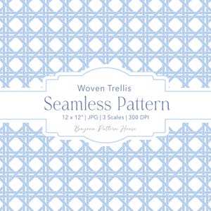 Gewebtes Rattan Nahtloses Hellblaues Weidenmuster Preppy Französisch Cane Gurtband Digitales Briefpapier Gitter Hintergrund Gitter Küsten Download