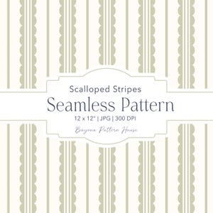 Stripes Seamless Pattern Repeat Design Playful Stripes Preppy Green Wallpaper Background Digital Download Striped Fabric Scallop Modern