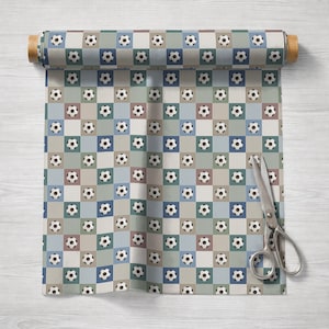 Fabric Textile Print Pattern Vintage Soccer Seamless Repeating Design Commercial Use Allowed Boys Bedroom Wallpaper Sports Digital Download Background Kids Nursery Room Classic Heritage Balls Neutral Tones Scrapbook Creative Projects DIY