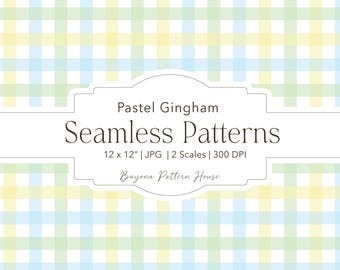 Diseño de patrón repetitivo sin costuras de archivo digital Preppy a cuadros pastel verde pastel digital primavera vichy niño guardería azul Pascua sin costuras
