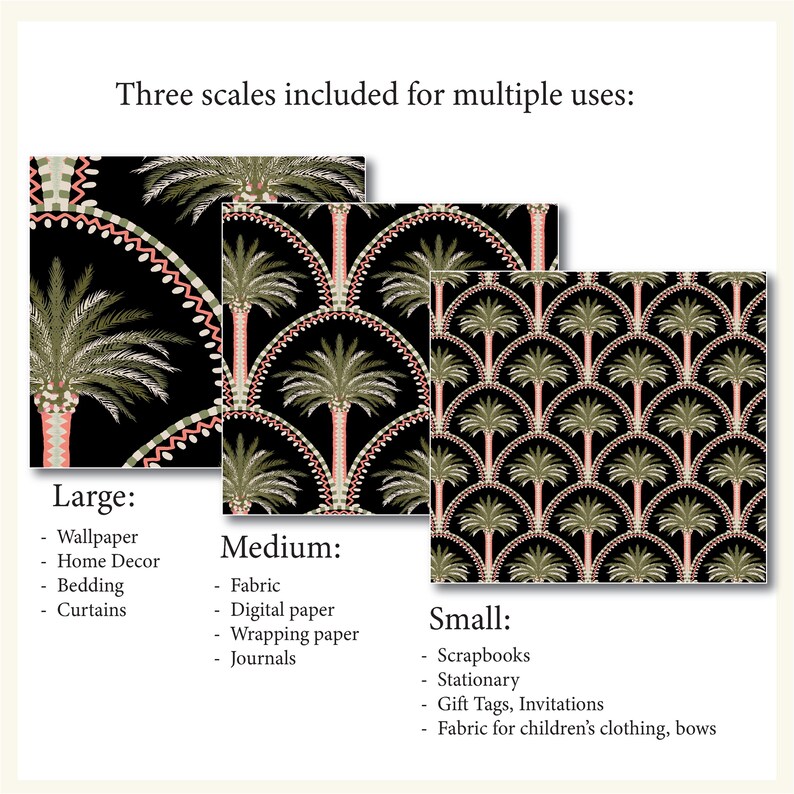 Palm Scale Pattern Palm Tree Pattern | Hand-drawn Seamless Repeat | Mediterranean-inspired ...