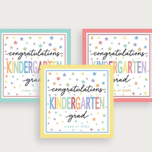 Félicitations pour un diplômé de maternelle - lot d'étiquettes-cadeau de la promotion 2025 - lot de 3 en téléchargement numérique - étiquettes d'obtention du diplôme de maternelle