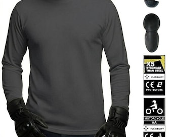 Charcoal Gray Kevlar Motorcycle T-Shirt Armored CE Pads Unisex Motorcycle Riding Shirt Protective Gear