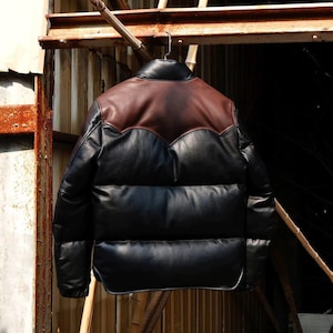 Men&#39;s Puffer Leather Jacket Designer Black REAL LEATHER Bomber jackets Fashion