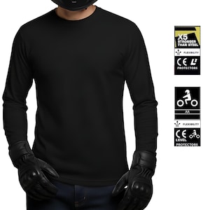 Maglietta da moto in Kevlar con protezioni CE, unisex, abbigliamento protettivo per motociclisti, colore nero.