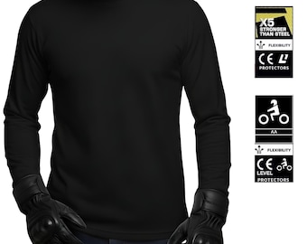 Kevlar Motorcycle T-Shirt Armored CE Pads Unisex Motorcycle Riding Shirt Protective Gear Black