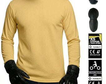 Kevlar Motorcycle T-Shirt Armored CE Pads Unisex Motorcycle Riding Shirt Protective Gear Yellow
