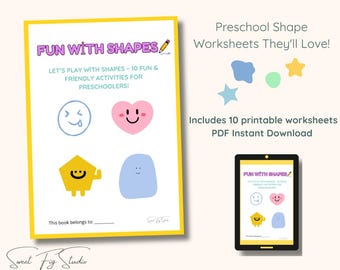 Sale! Fun With Shapes– Printable Preschool Worksheets for Shape Recognition, Coloring & Pattern Practice | Kids Learning PDF | Ages 3–5