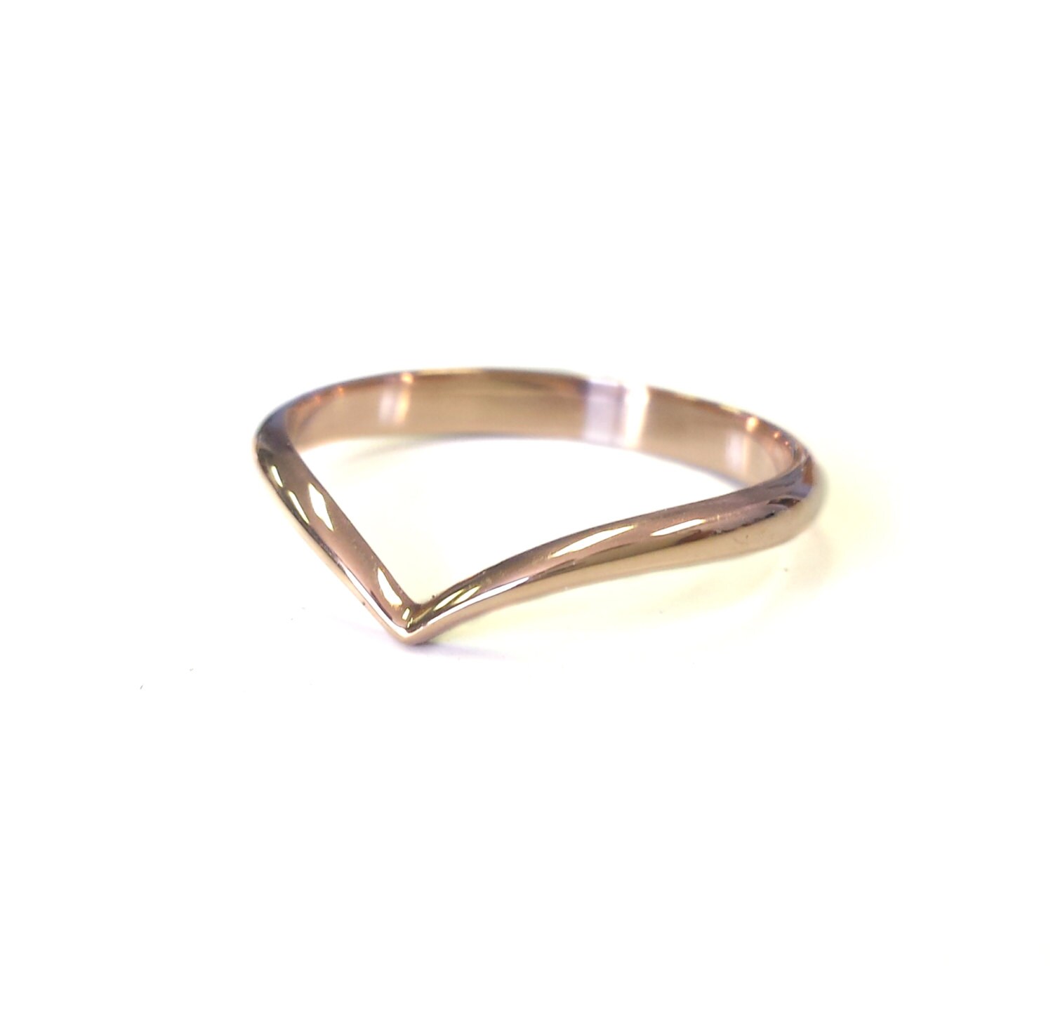 Minimalist Rose Gold Chevron Ring V Shaped Wedding Band Etsy