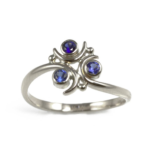 Zora Sapphire Ring, Geeky Silver Engagement Ring, Legend of Zelda Ocarina of Time, Nintendo, Gaming