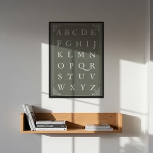 Minimalistisches Alphabet Wandkunst Poster, Eleganter Typografie Wanddruck für Kinderzimmer, ABC Chart Poster, Lerngeschenk für Lehrer