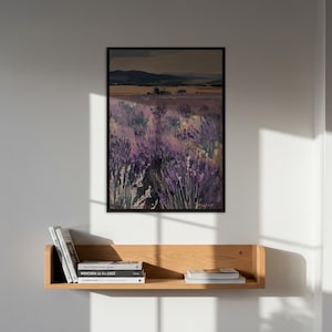 Lavender Field Wall Art, Purple Landscape Print For Home Decor, Countryside Painting Poster, Provence Style Gift For Nature Lovers