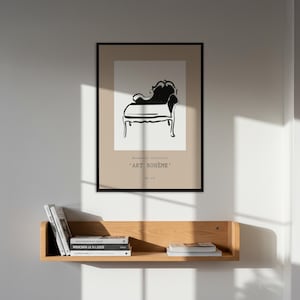 Minimalist Vintage Chair Wall Art, Modern Boho Furniture Sketch Poster, Beige Home Decor, Framed Or Unframed, Gift For Art And Design Lovers