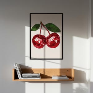 Cherry Wall Art, Fruit Kitchen Poster, Pop Art Cherry Poster, Modern Fruit Illustration Poster, Colorful Kitchen Wall Decor, Gift for Home
