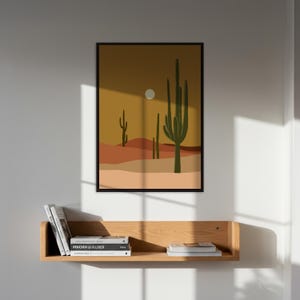 Wüstenkaktus Kunstdruck, minimalistische Landschaft Poster, abstrakte Kaktus Wandkunst, Natur Wanddekor, südwestliche Kunst, Boho Wüstendruck