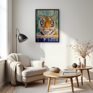 Vibrant Tiger Wall Art, Bold Animal Poster, Abstract Tiger Painting, Wild Animal Wall Art, Colorful Tiger Artwork, Tiger Wall Decor