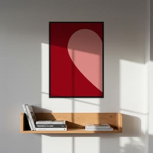 Red Heart Wall Art, Minimalist Heart Poster, Abstract Love Print, Romantic Framed Art, Modern Valentine’s Gift, Bold Bedroom Decor