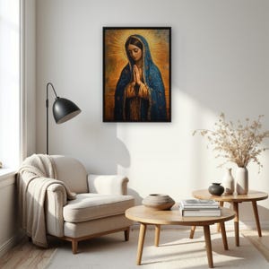 Virgin Mary Wall Art Print, Our Lady Of Guadalupe Poster, Catholic Religious Wall Decor, Blessed Mother Artwork, Gift For Her Spiritual Room