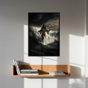 Jesus Walking on Water Print, Inspirational Religious Artwork, Christian Wall Art, Jesus Christ Art, Framed Painting, Faith and Hope Decor