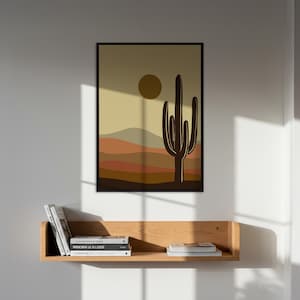 Kaktus Wüste Kunstdruck, Minimalistische Landschaft Poster, Abstrakte Wüste Wandkunst, Südwestern Kunstdruck, Kaktus Dekor, Natur Wand Poster