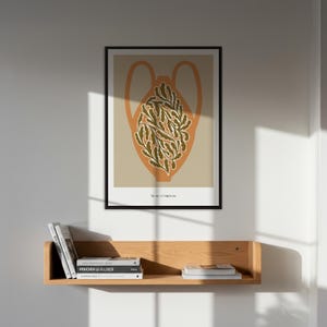 Arte de pared minimalista con jarrón, impresión de ilustración botánica abstracta, póster moderno inspirado en la naturaleza, con o sin marco, regalo para amantes del arte.